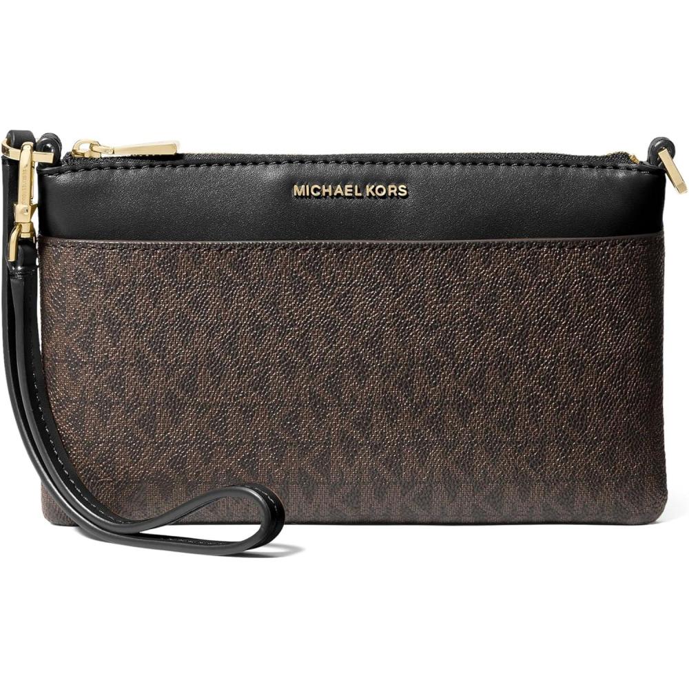 image:imageMichael Kors womens Jet Set Medium Top Zip Convertible WristletBrownBlack