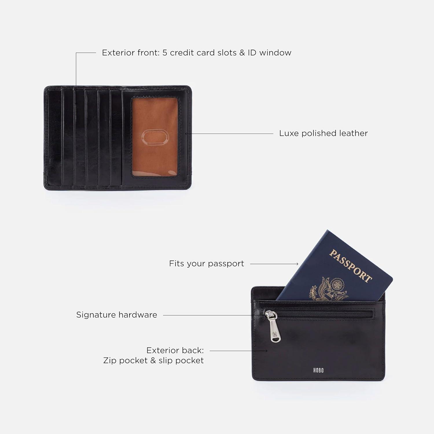image:imageHOBO Euro Slide Leather Wallet with Passport Holder for Travel Card and Cash Organizer and Zipper Pocket NaturalTRUFFLE
