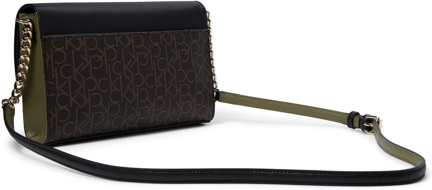 image:imageCalvin Klein Finley Signature Crossbody Bags for Women Interior Zippered Pocket Magnetic Snap ClosureBrownKhakiBlackOlive