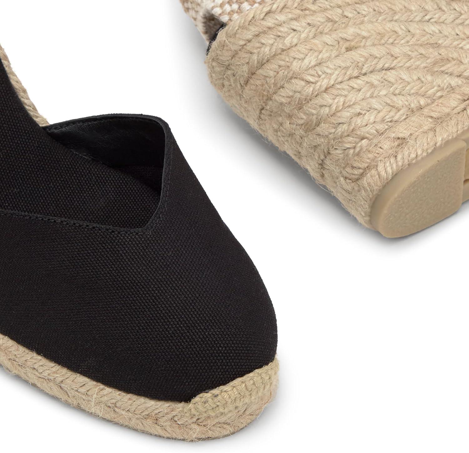image:imageCastaer Womens Espadrille Heel Chiara Ecru Embossed in RASE with Bow Closure and Height of 11 cm Size 39Black