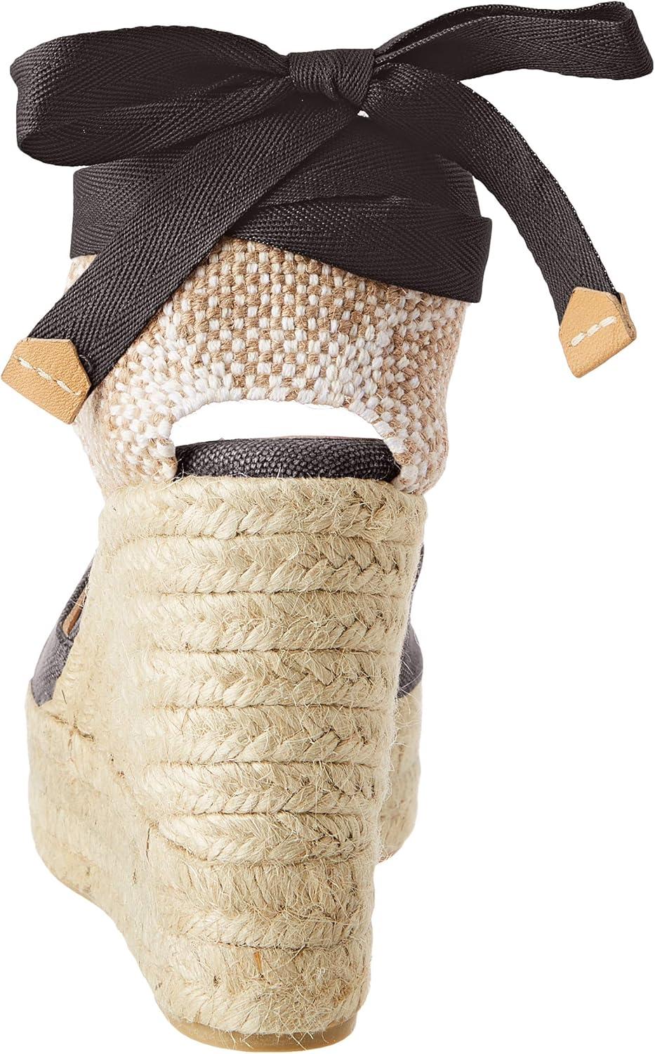 image:imageCastaer Womens Espadrille Heel Chiara Ecru Embossed in RASE with Bow Closure and Height of 11 cm Size 39Charcoal