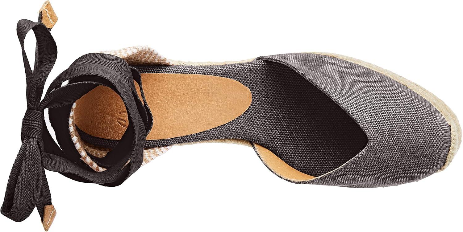 image:imageCastaer Womens Espadrille Heel Chiara Ecru Embossed in RASE with Bow Closure and Height of 11 cm Size 39Charcoal