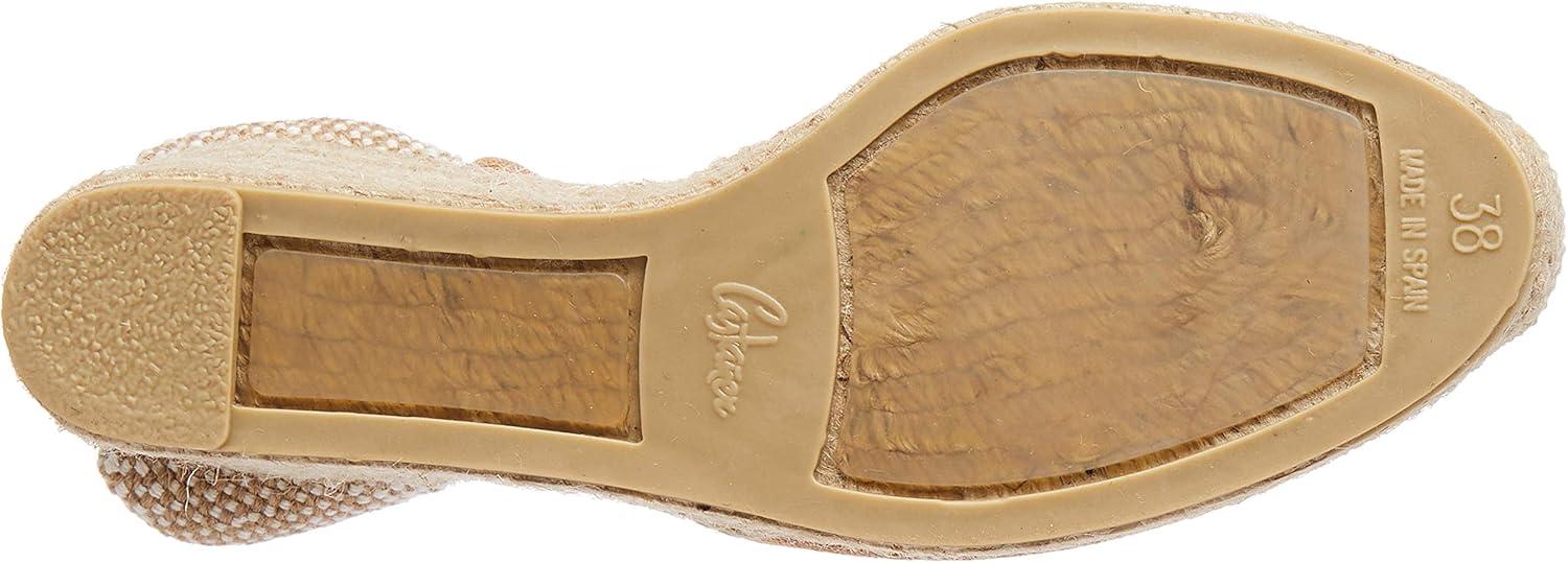 image:imageCastaer Womens Espadrille Heel Chiara Ecru Embossed in RASE with Bow Closure and Height of 11 cm Size 39Dark Brown