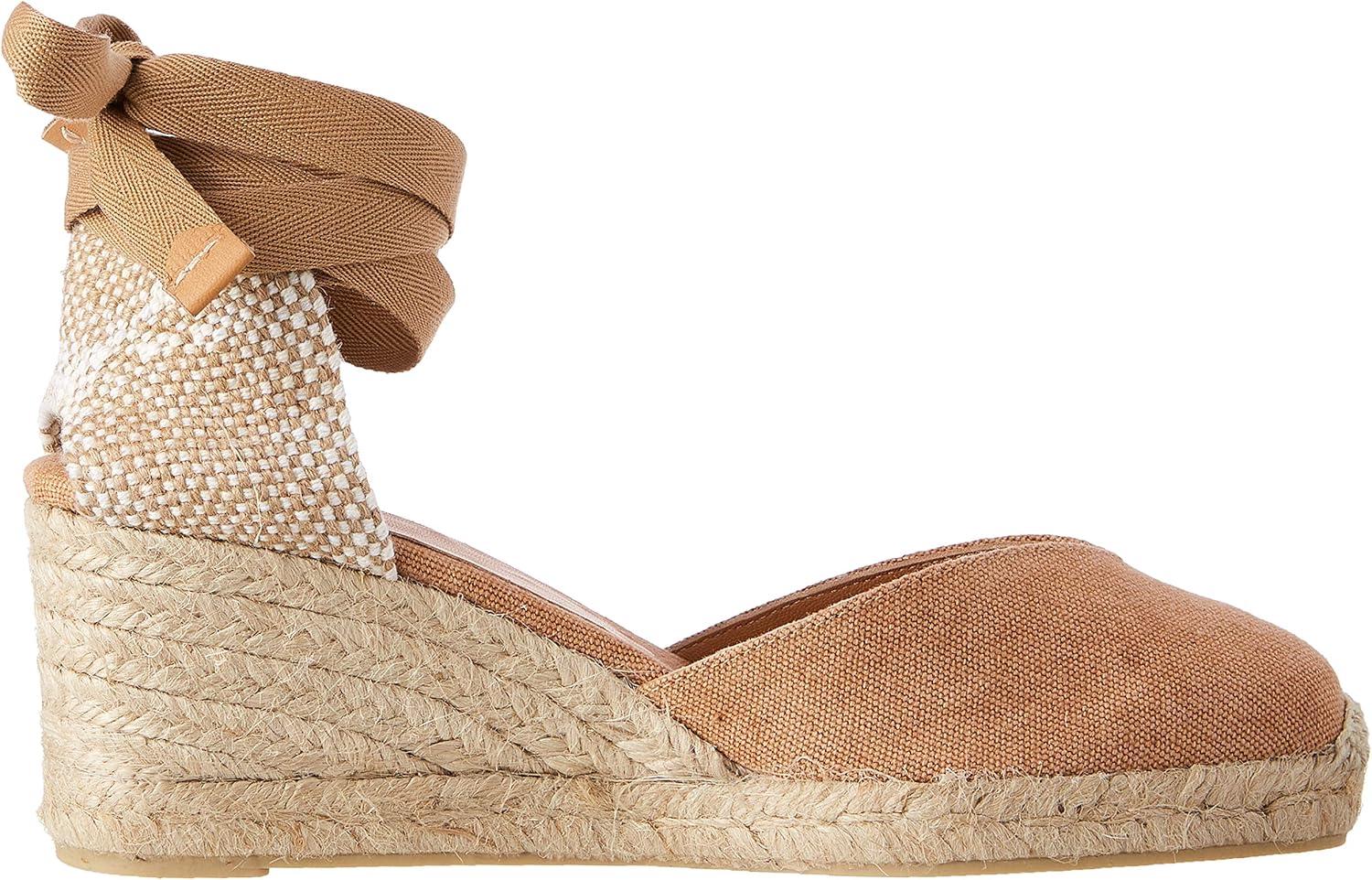 image:imageCastaer Womens Espadrille Heel Chiara Ecru Embossed in RASE with Bow Closure and Height of 11 cm Size 39Dark Brown