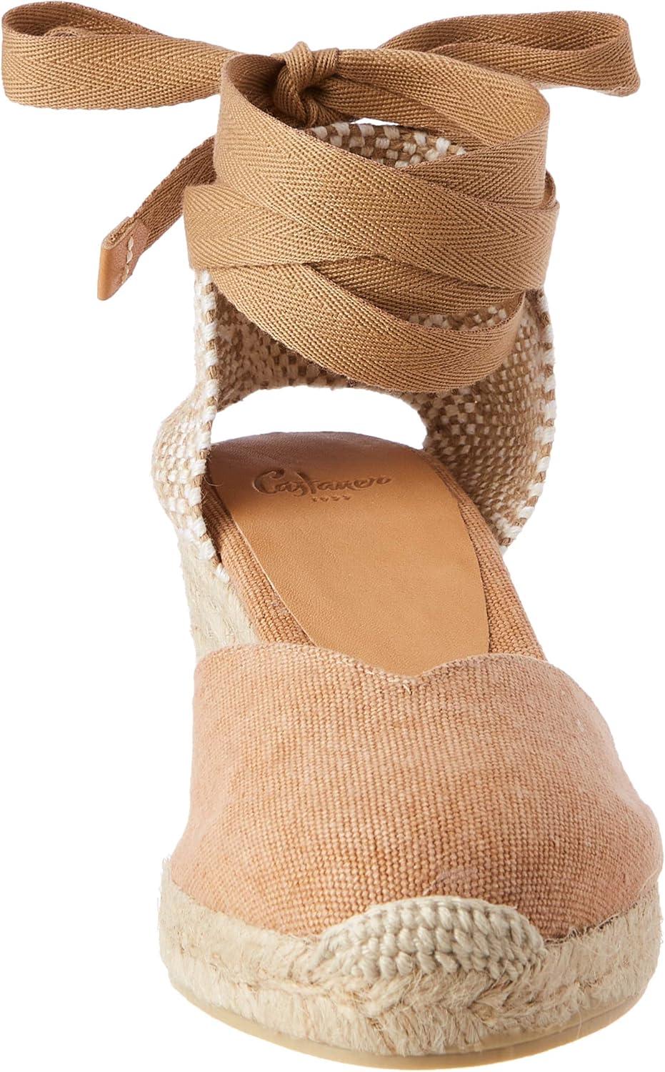 image:imageCastaer Womens Espadrille Heel Chiara Ecru Embossed in RASE with Bow Closure and Height of 11 cm Size 39Dark Brown