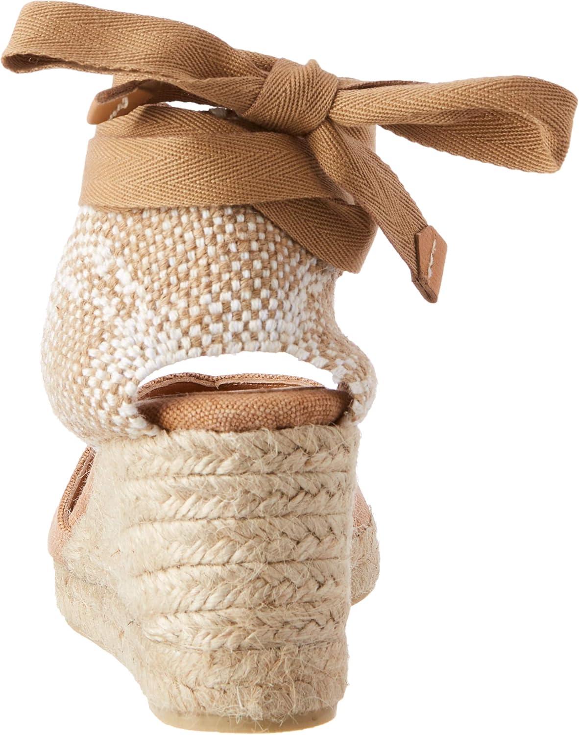 image:imageCastaer Womens Espadrille Heel Chiara Ecru Embossed in RASE with Bow Closure and Height of 11 cm Size 39Dark Brown
