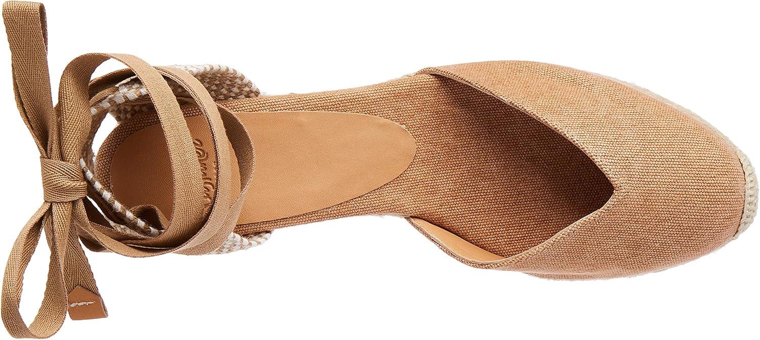 image:imageCastaer Womens Espadrille Heel Chiara Ecru Embossed in RASE with Bow Closure and Height of 11 cm Size 39Dark Brown