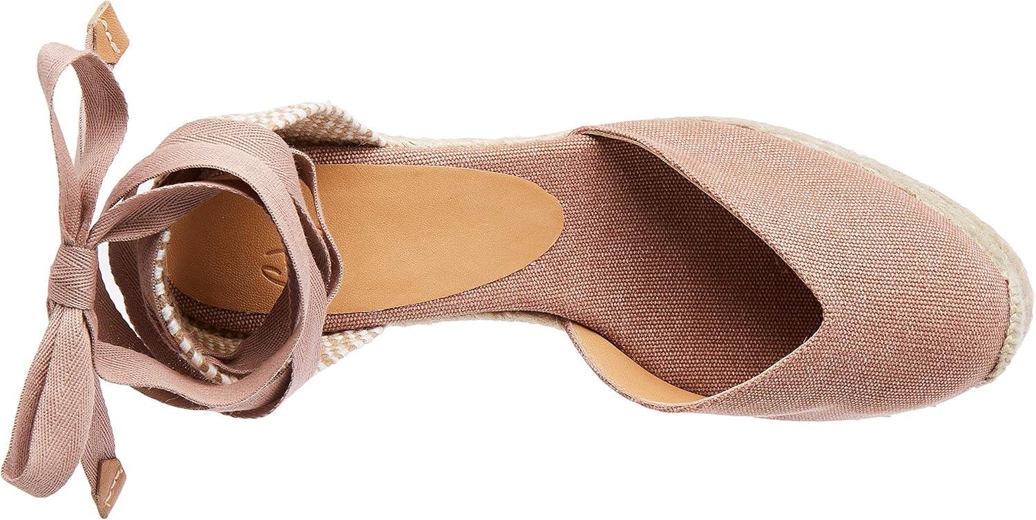 image:imageCastaer Womens Espadrille Heel Chiara Ecru Embossed in RASE with Bow Closure and Height of 11 cm Size 39Dusty Pink