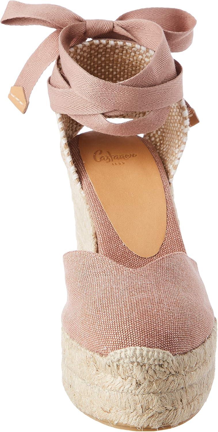 image:imageCastaer Womens Espadrille Heel Chiara Ecru Embossed in RASE with Bow Closure and Height of 11 cm Size 39Dusty Pink