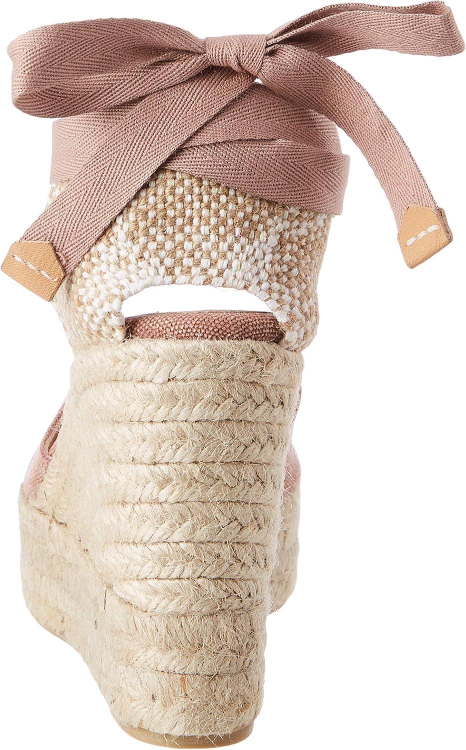 image:imageCastaer Womens Espadrille Heel Chiara Ecru Embossed in RASE with Bow Closure and Height of 11 cm Size 39Dusty Pink