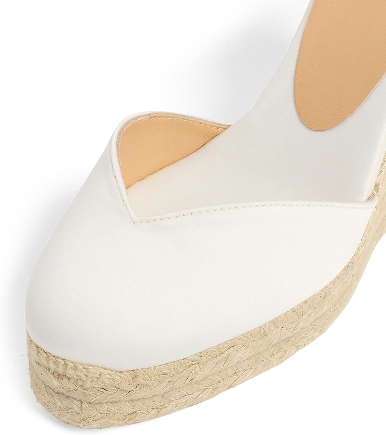 image:imageCastaer Womens Espadrille Heel Chiara Ecru Embossed in RASE with Bow Closure and Height of 11 cm Size 39Ecru