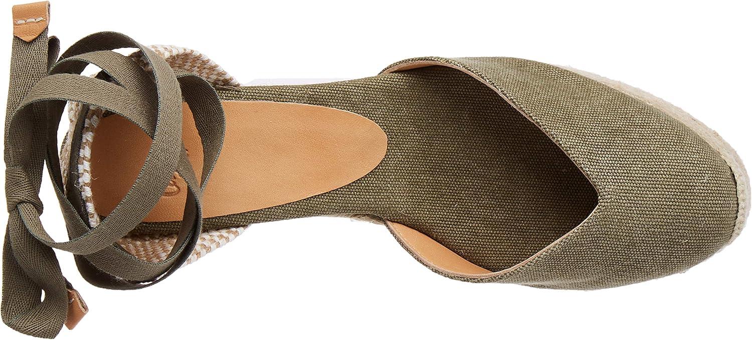 image:imageCastaer Womens Espadrille Heel Chiara Ecru Embossed in RASE with Bow Closure and Height of 11 cm Size 39Olive