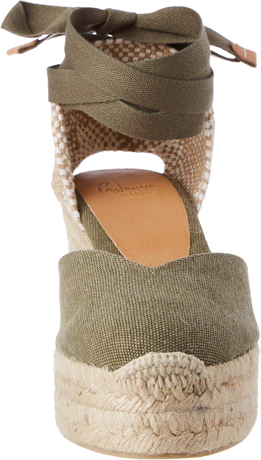 image:imageCastaer Womens Espadrille Heel Chiara Ecru Embossed in RASE with Bow Closure and Height of 11 cm Size 39Olive