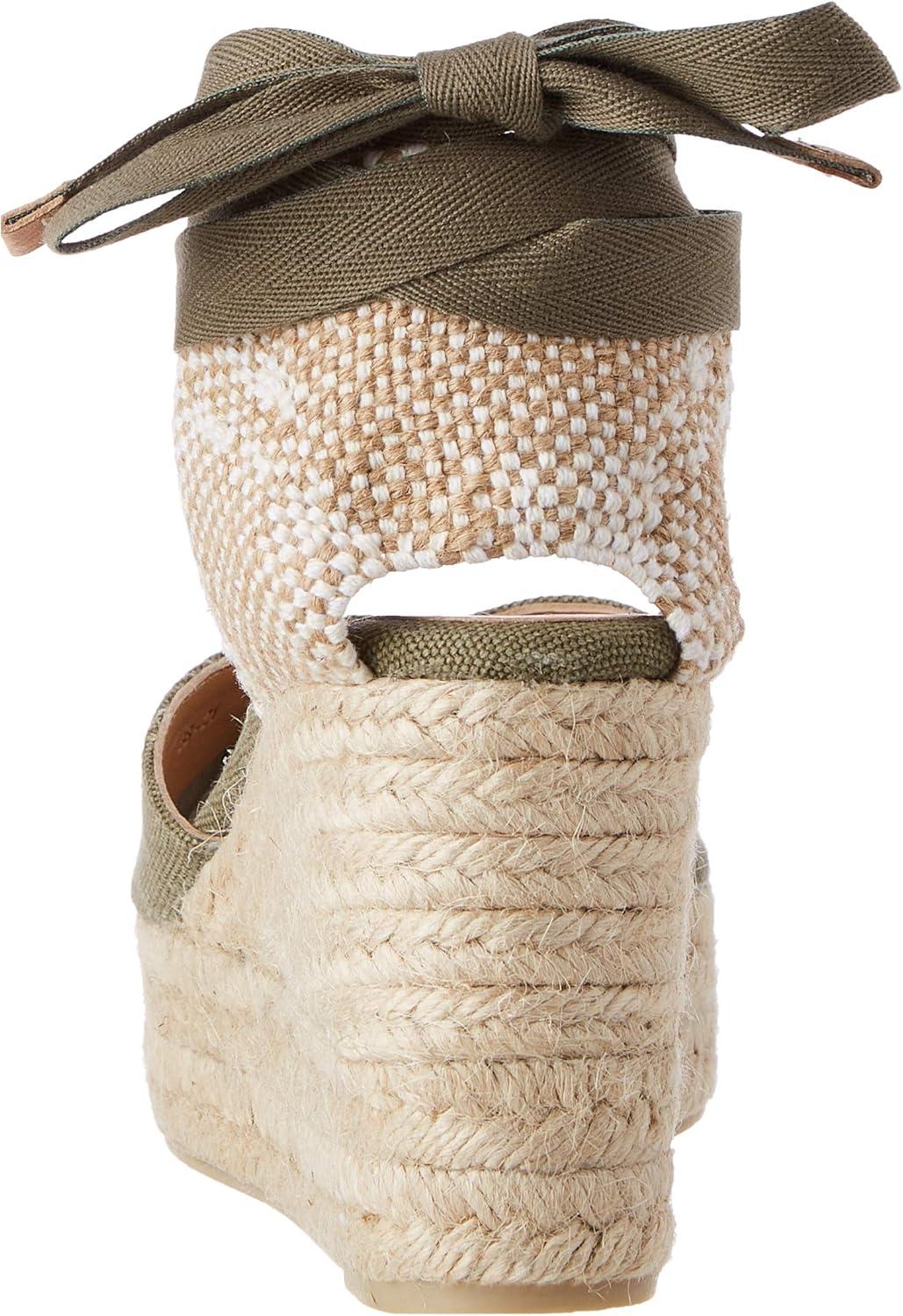 image:imageCastaer Womens Espadrille Heel Chiara Ecru Embossed in RASE with Bow Closure and Height of 11 cm Size 39Olive