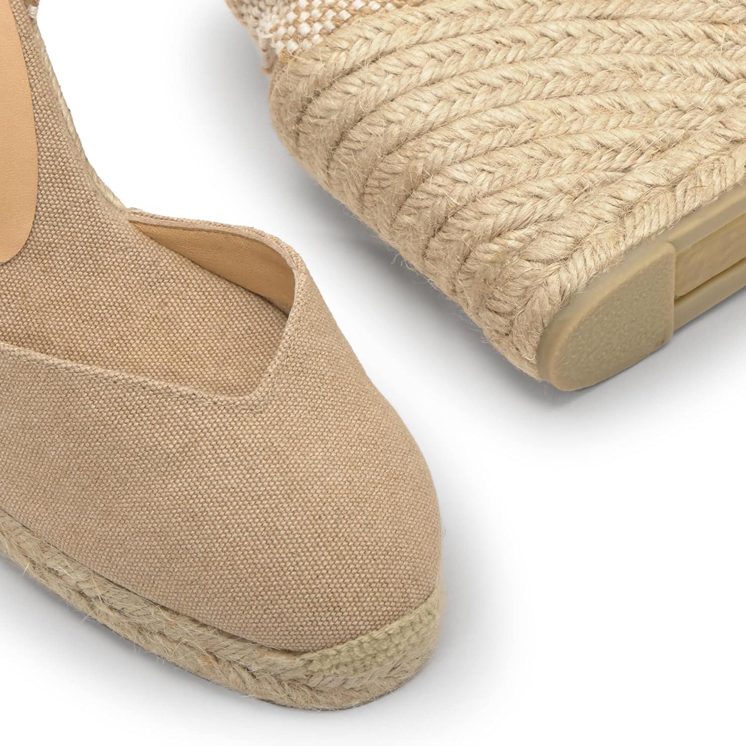 image:imageCastaer Womens Espadrille Heel Chiara Ecru Embossed in RASE with Bow Closure and Height of 11 cm Size 39Sand
