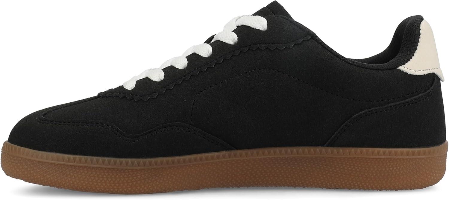 image:imageJournee Womens Cushioned footbeds Lummie Casual Sneaker Walking Shoe Round Toe Faux Leather lace upBlack