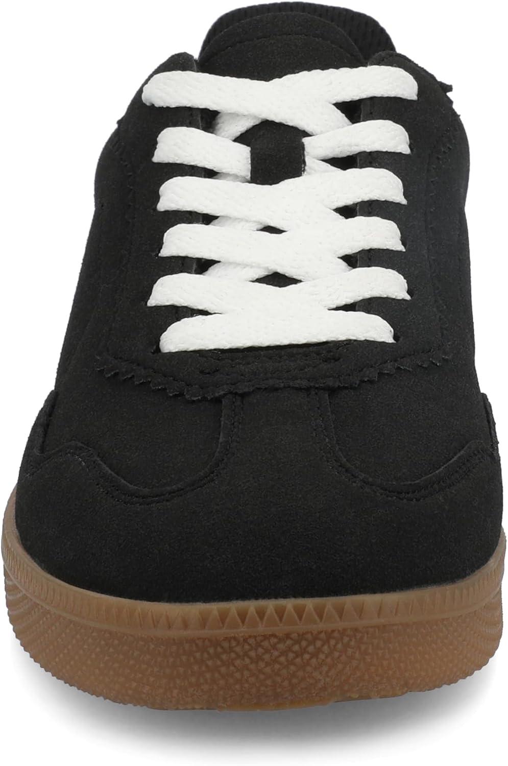 image:imageJournee Womens Cushioned footbeds Lummie Casual Sneaker Walking Shoe Round Toe Faux Leather lace upBlack