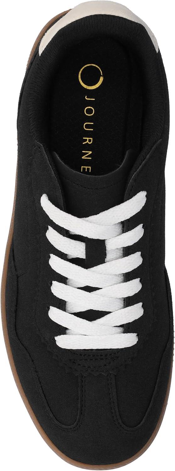 image:imageJournee Womens Cushioned footbeds Lummie Casual Sneaker Walking Shoe Round Toe Faux Leather lace upBlack