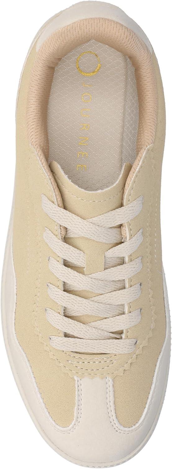image:imageJournee Womens Cushioned footbeds Lummie Casual Sneaker Walking Shoe Round Toe Faux Leather lace upTan