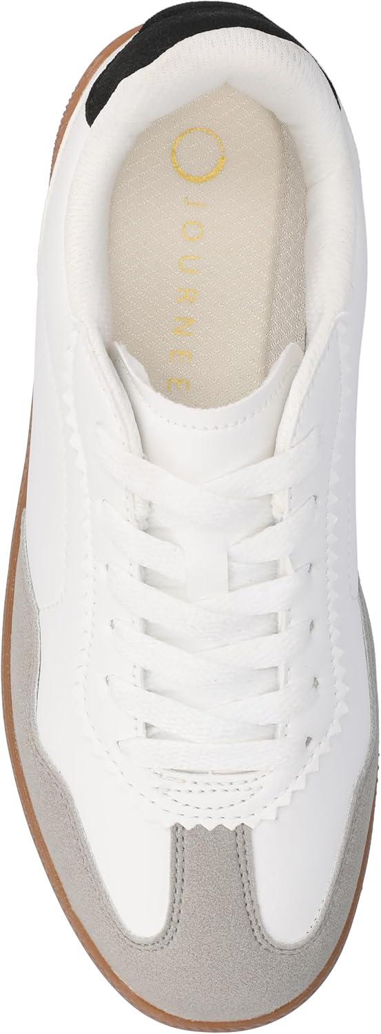 image:imageJournee Womens Cushioned footbeds Lummie Casual Sneaker Walking Shoe Round Toe Faux Leather lace upWhite