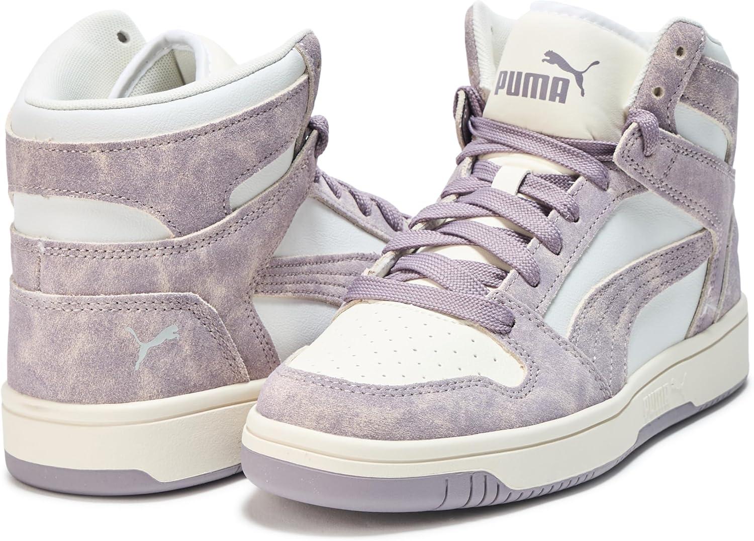 image:imagePuma Womens Rebound Layup Luster Mid ShoesFeather GrayPlum JamWarm White