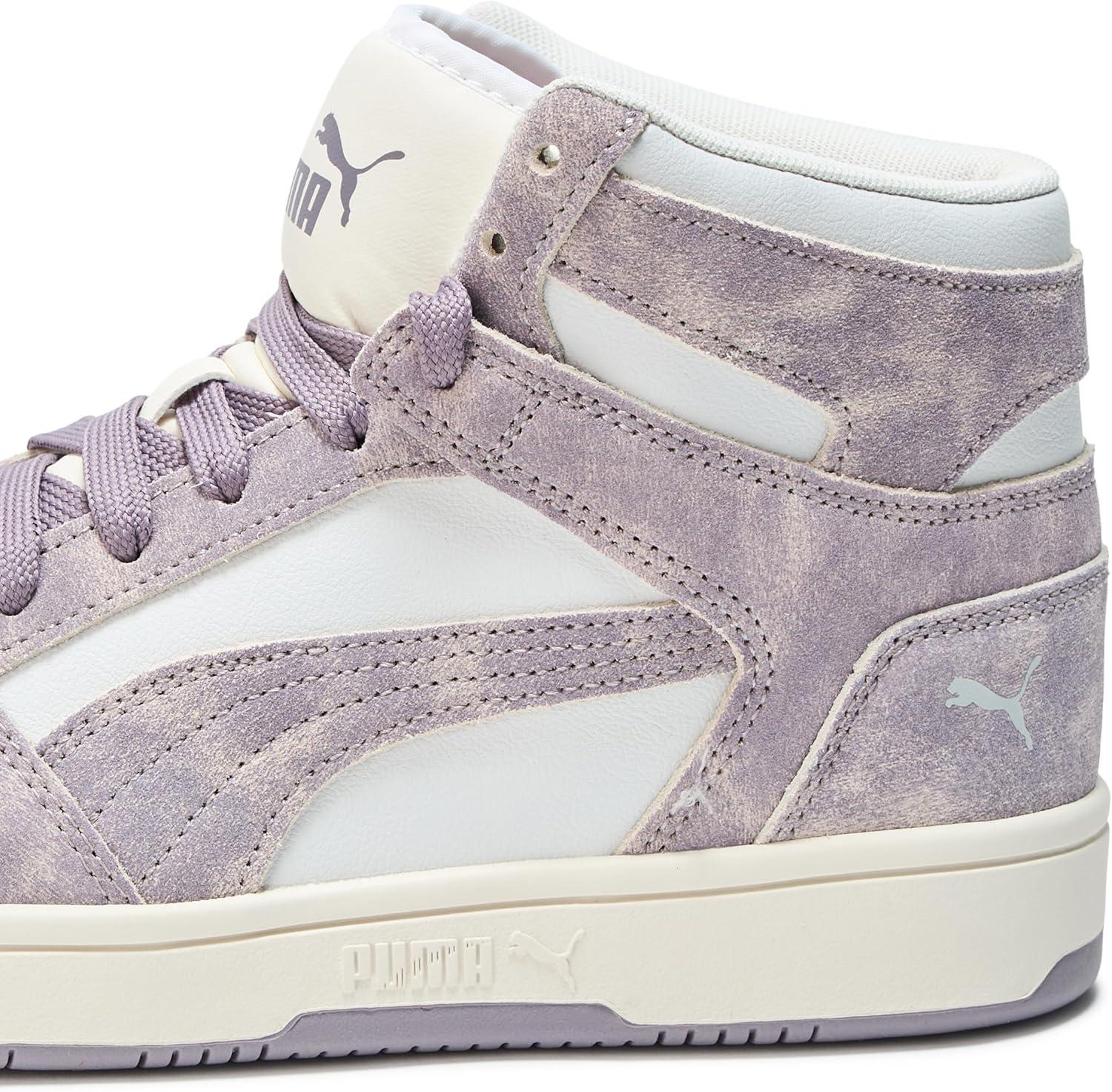image:imagePuma Womens Rebound Layup Luster Mid ShoesFeather GrayPlum JamWarm White