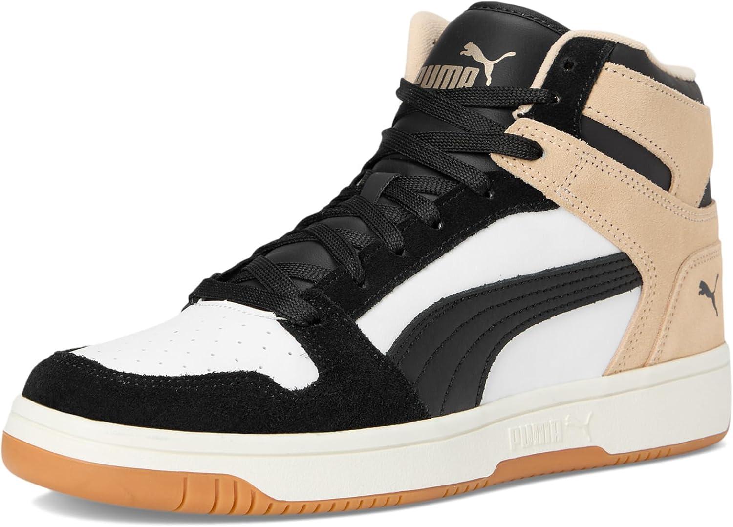 image:imagePuma Womens Rebound Layup Luster Mid ShoesPuma WhitePuma BlackCashew