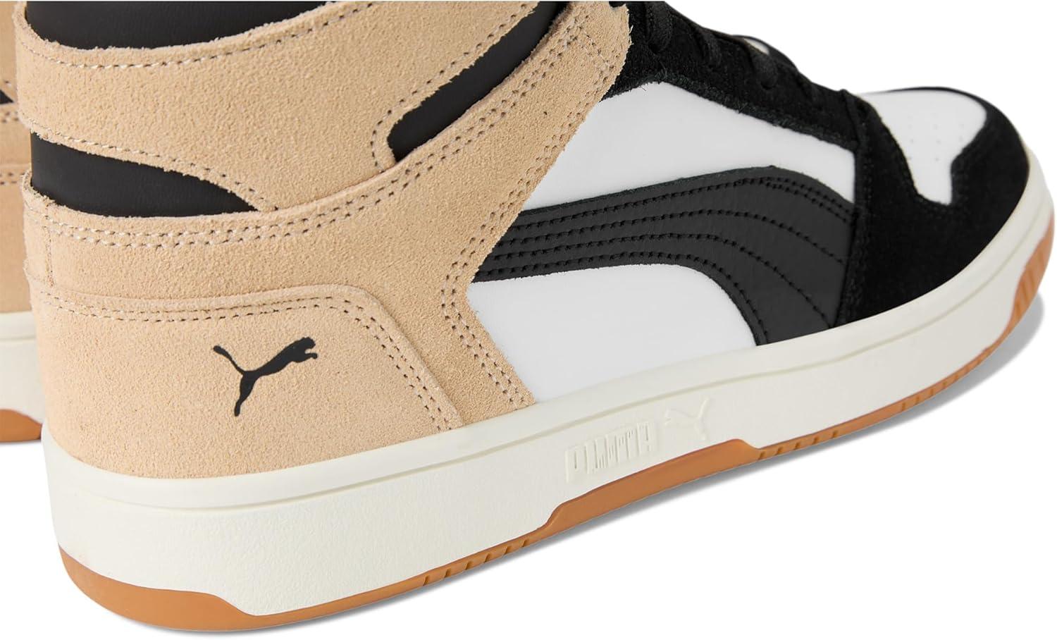 image:imagePuma Womens Rebound Layup Luster Mid ShoesPuma WhitePuma BlackCashew