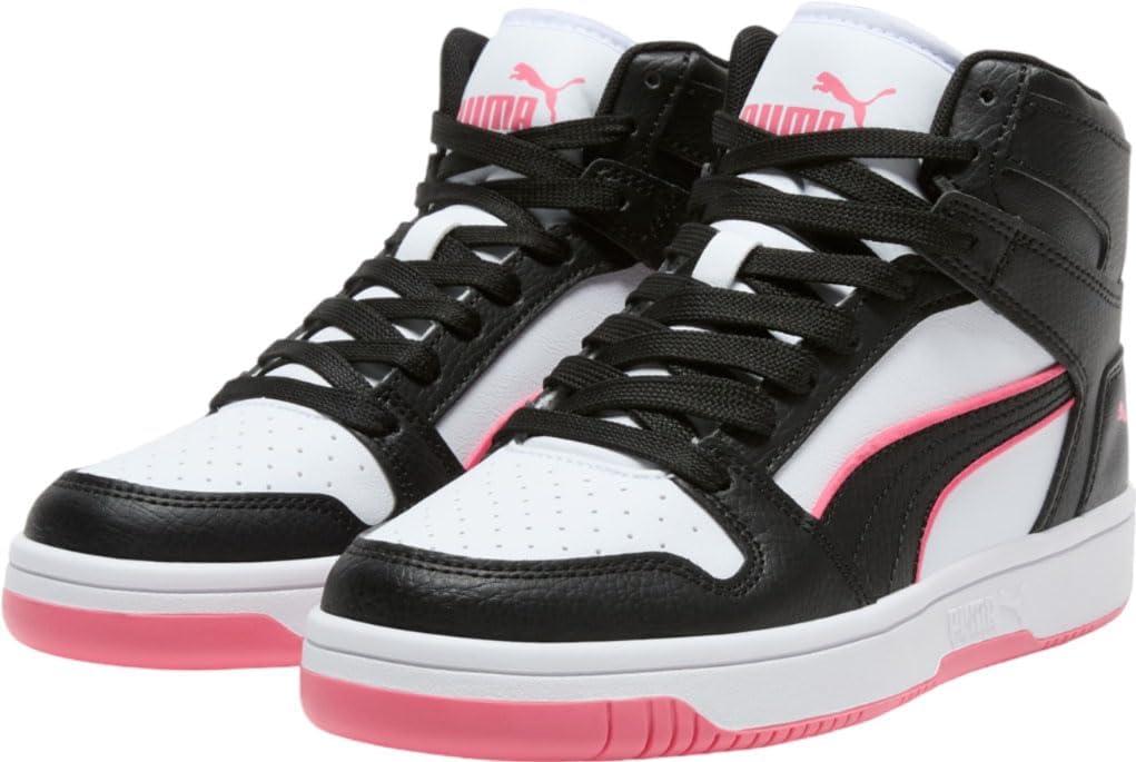 image:imagePuma Womens Rebound Layup Luster Mid ShoesWhiteBlackMagic Rose