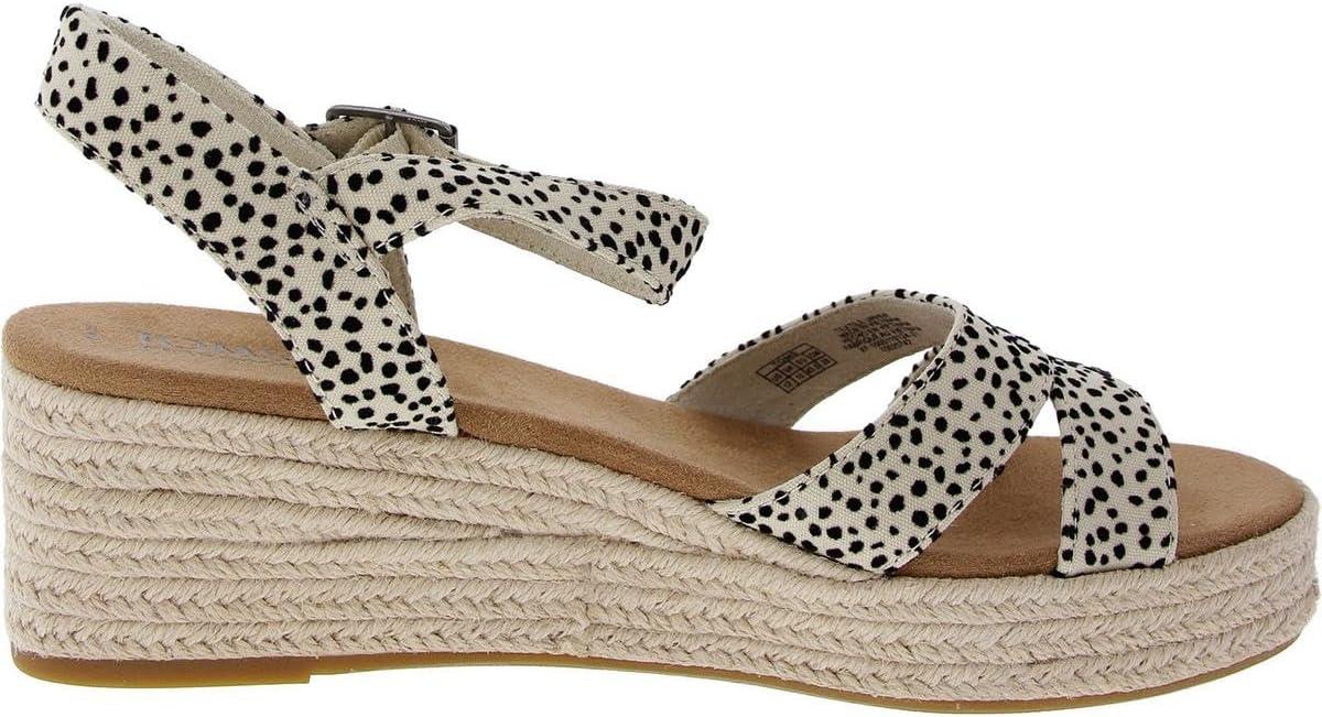 image:imageTOMS Womens Audrey Ankle Strap Platform Wedge SandalFog Flocked Mini Cheetah