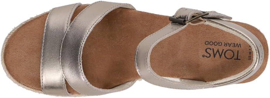 image:imageTOMS Womens Audrey Ankle Strap Platform Wedge SandalLight Gold
