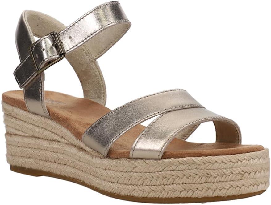 image:imageTOMS Womens Audrey Ankle Strap Platform Wedge SandalLight Gold