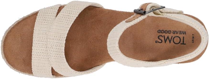 image:imageTOMS Womens Audrey Ankle Strap Platform Wedge SandalNatural Undyed Metallic Linen Stripe