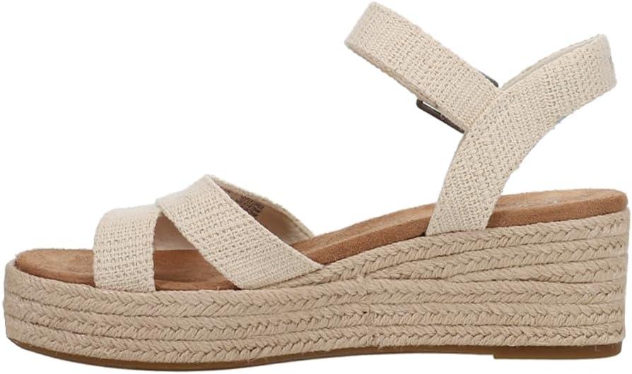 image:imageTOMS Womens Audrey Ankle Strap Platform Wedge SandalNatural Undyed Metallic Linen Stripe
