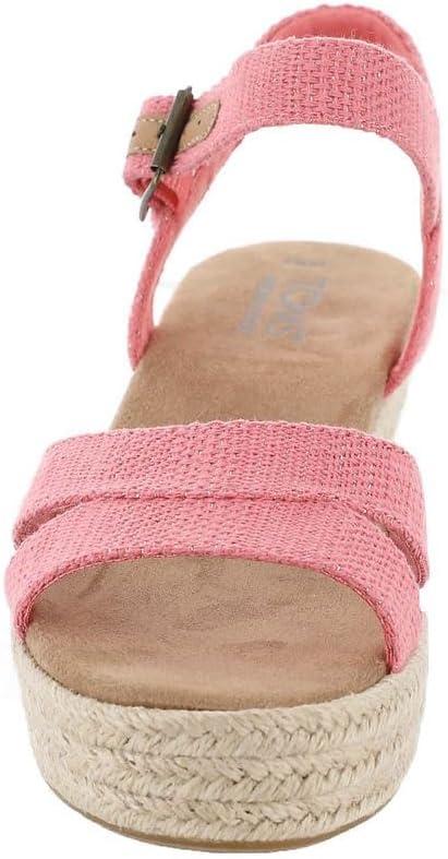 image:imageTOMS Womens Audrey Ankle Strap Platform Wedge SandalShell Pink Metallic Linen Stripe