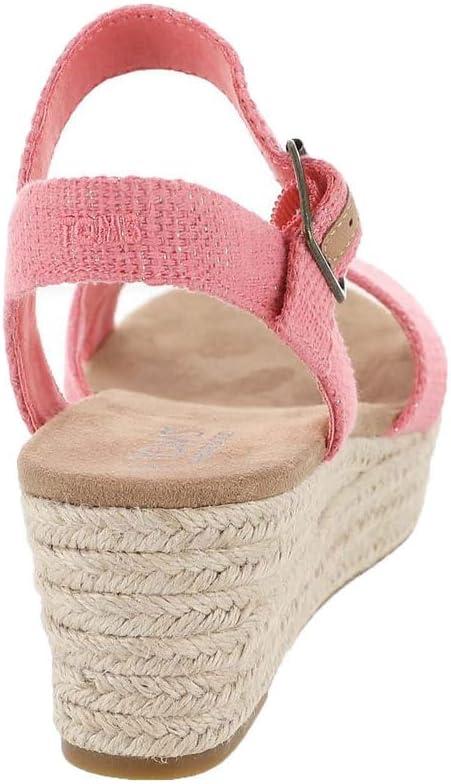 image:imageTOMS Womens Audrey Ankle Strap Platform Wedge SandalShell Pink Metallic Linen Stripe