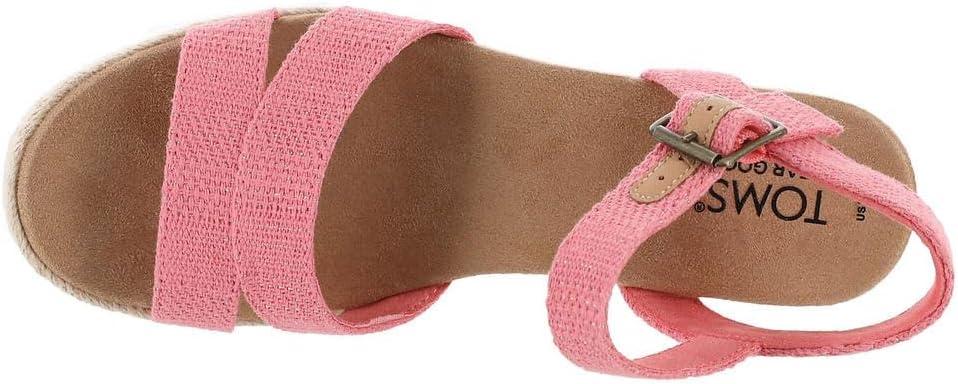 image:imageTOMS Womens Audrey Ankle Strap Platform Wedge SandalShell Pink Metallic Linen Stripe