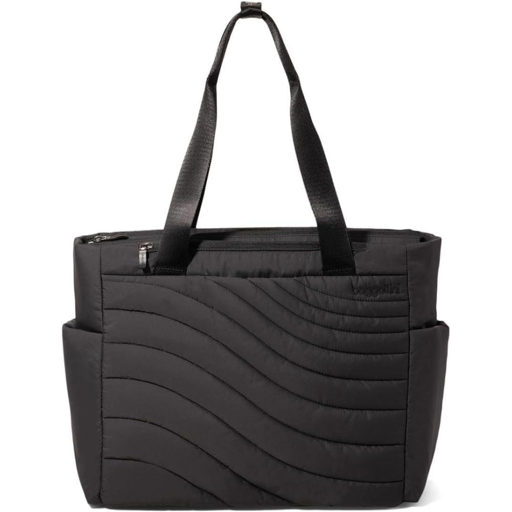 image:imageBaggallini Set Wave Tote  145x126 Lightweight Travel Essential Weekender Tote Bag for WomenBlack Wave Puff