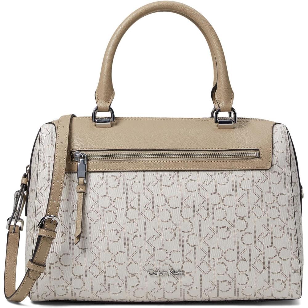 image:imageCalvin Klein Opal Satchel Bags for Women Handheld Handle Adjustable Shoulder Strap Polyester Lining VanillaKhakiCornstalk One Size One Size