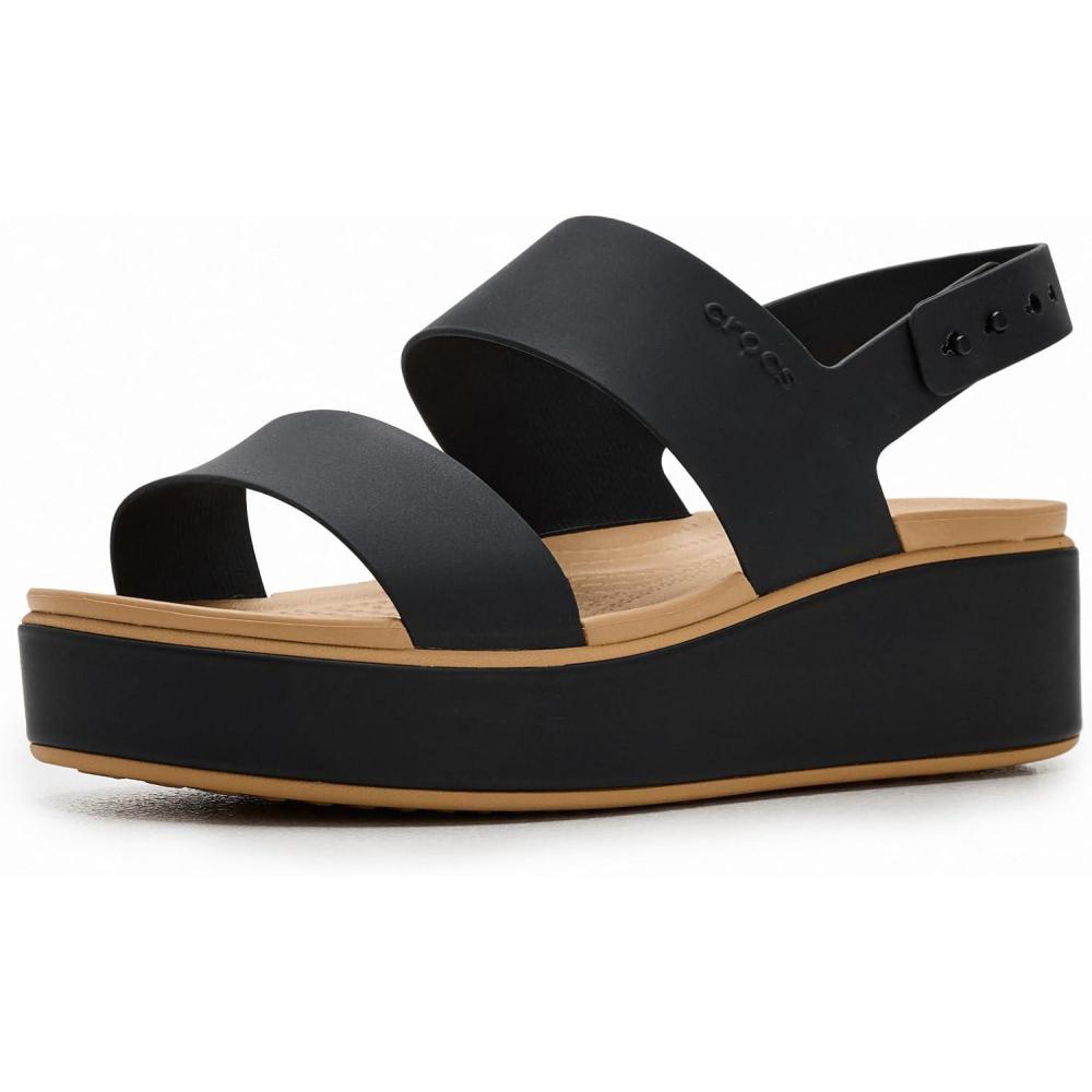 image:imageCrocs Womens Brooklyn Cork Low WedgeBlackCashew