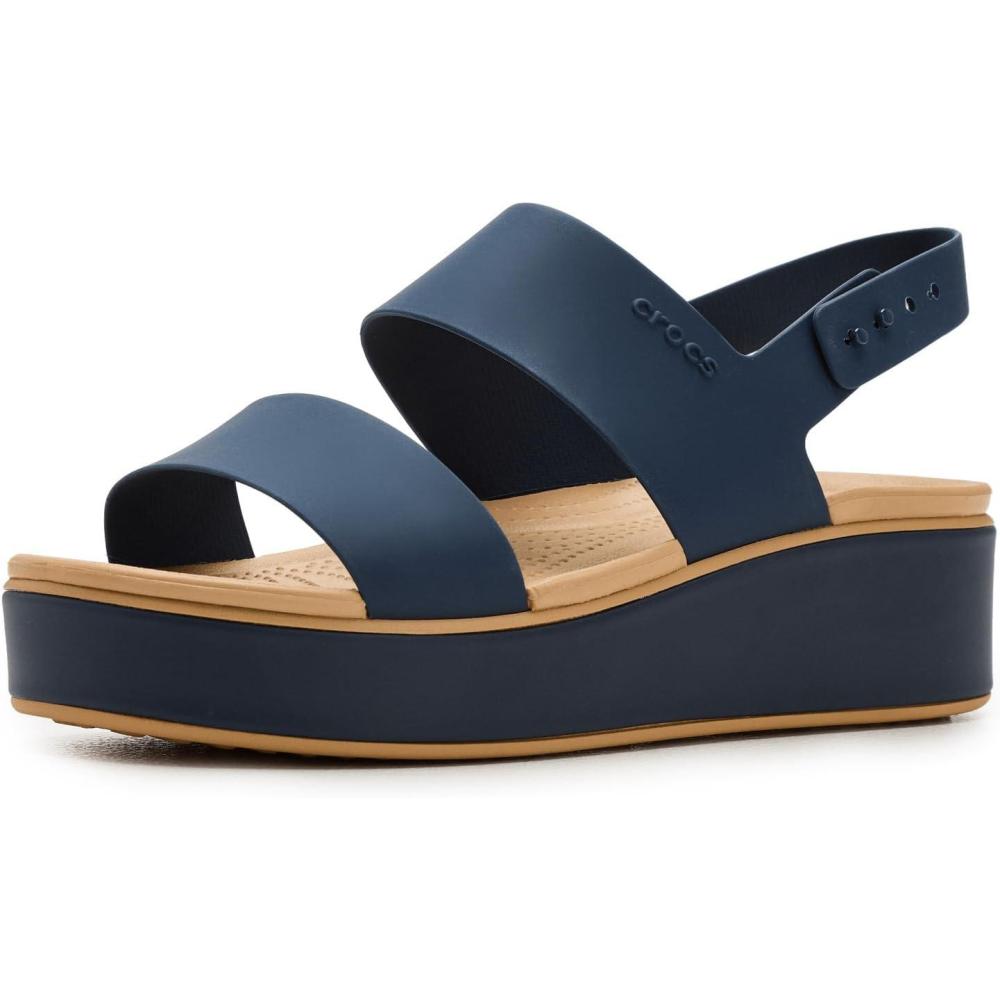 image:imageCrocs Womens Brooklyn Cork Low WedgeNavyCashew