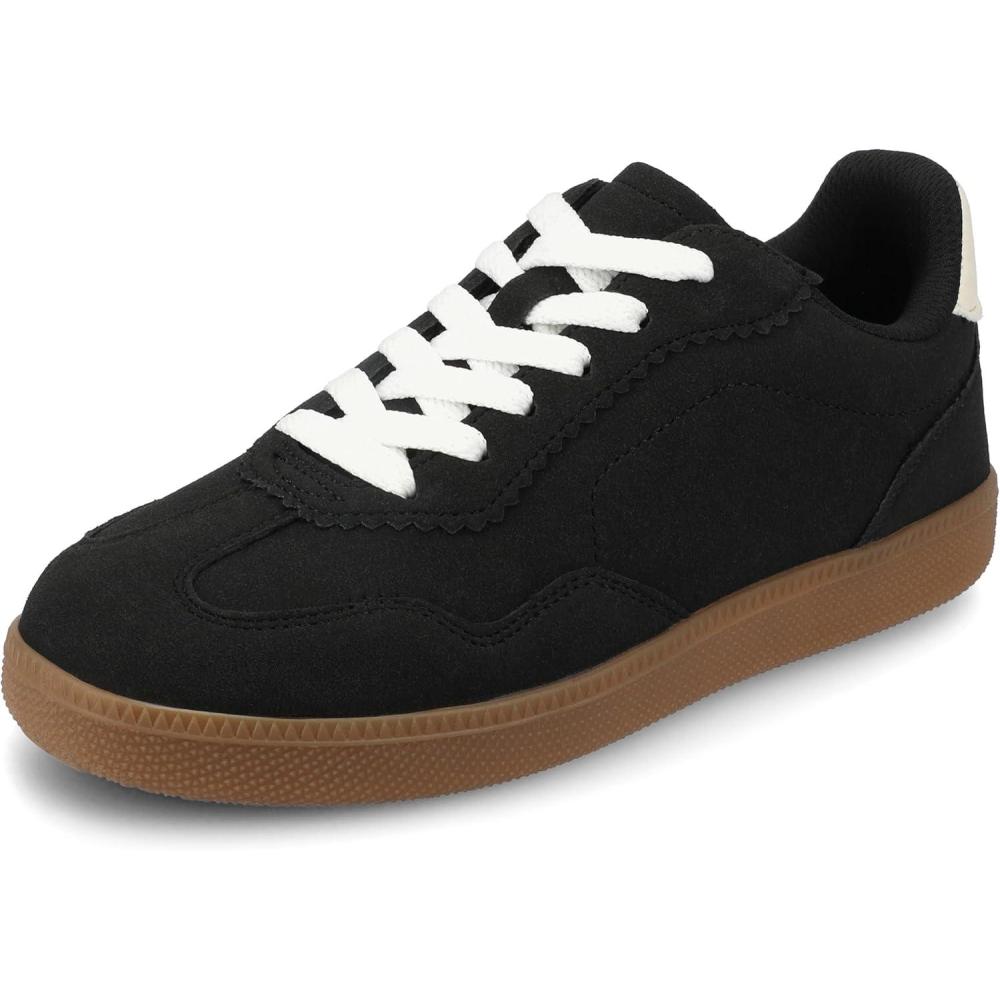 image:imageJournee Womens Cushioned footbeds Lummie Casual Sneaker Walking Shoe Round Toe Faux Leather lace upBlack