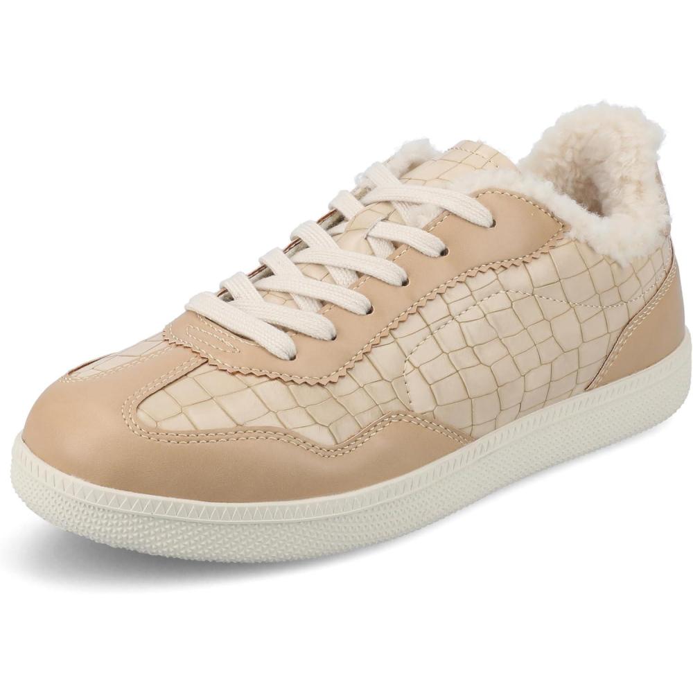 image:imageJournee Womens Cushioned footbeds Lummie Casual Sneaker Walking Shoe Round Toe Faux Leather lace upCrocoBeige