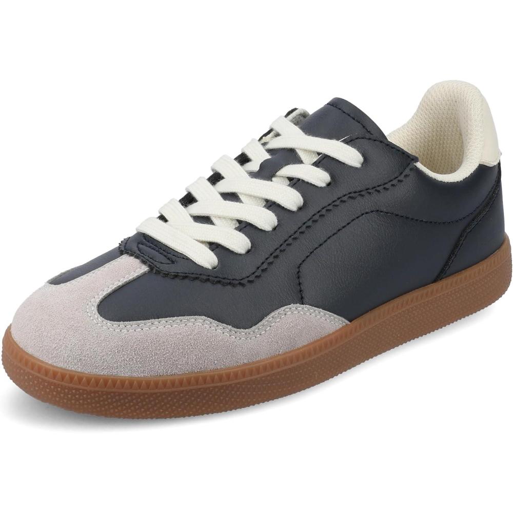 image:imageJournee Womens Cushioned footbeds Lummie Casual Sneaker Walking Shoe Round Toe Faux Leather lace upNavy