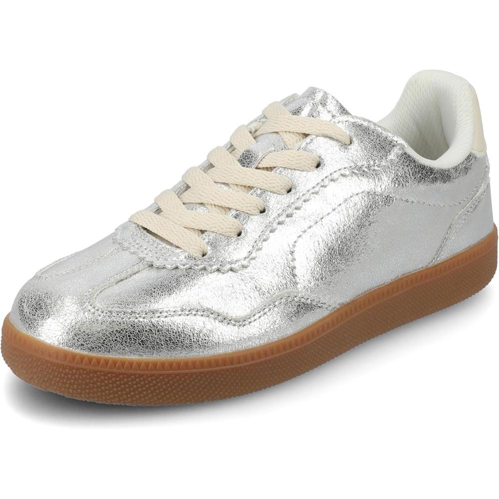 image:imageJournee Womens Cushioned footbeds Lummie Casual Sneaker Walking Shoe Round Toe Faux Leather lace upSilver