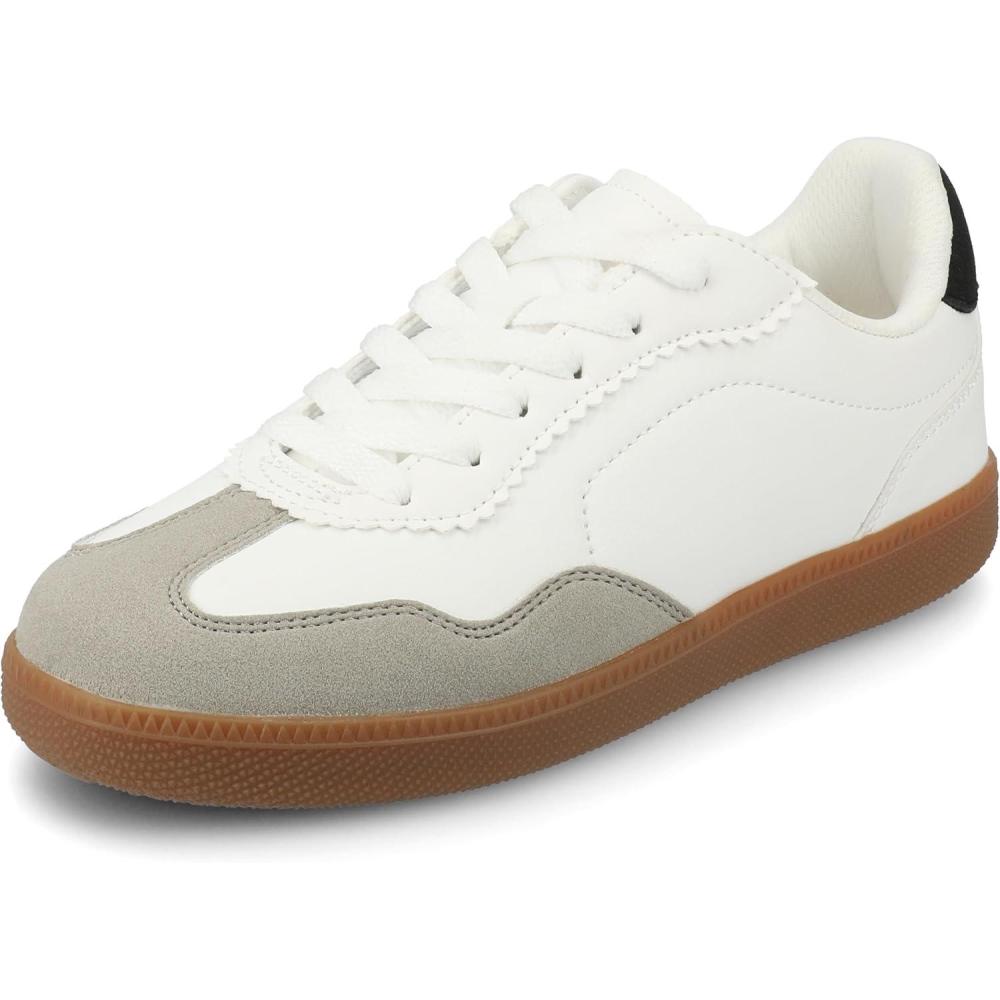 image:imageJournee Womens Cushioned footbeds Lummie Casual Sneaker Walking Shoe Round Toe Faux Leather lace upWhite