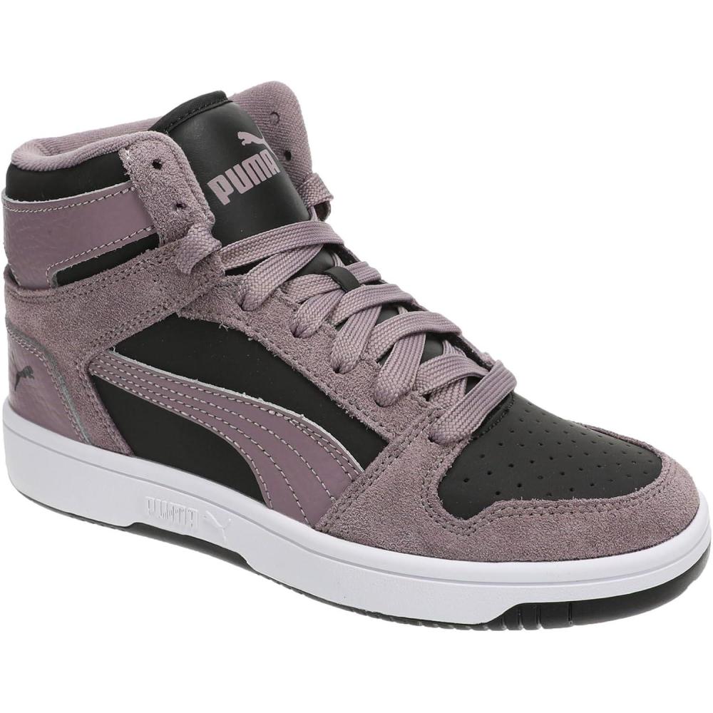 image:imagePuma Womens Rebound Layup Luster Mid ShoesPuma BlackPlum Jam