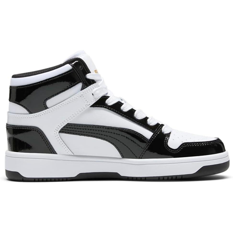 image:imagePuma Womens Rebound Layup Luster Mid ShoesPuma WhitePuma BlackPuma Team Gold