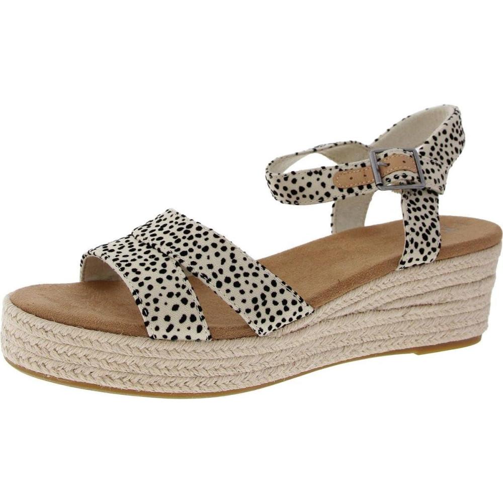 image:imageTOMS Womens Audrey Ankle Strap Platform Wedge SandalFog Flocked Mini Cheetah