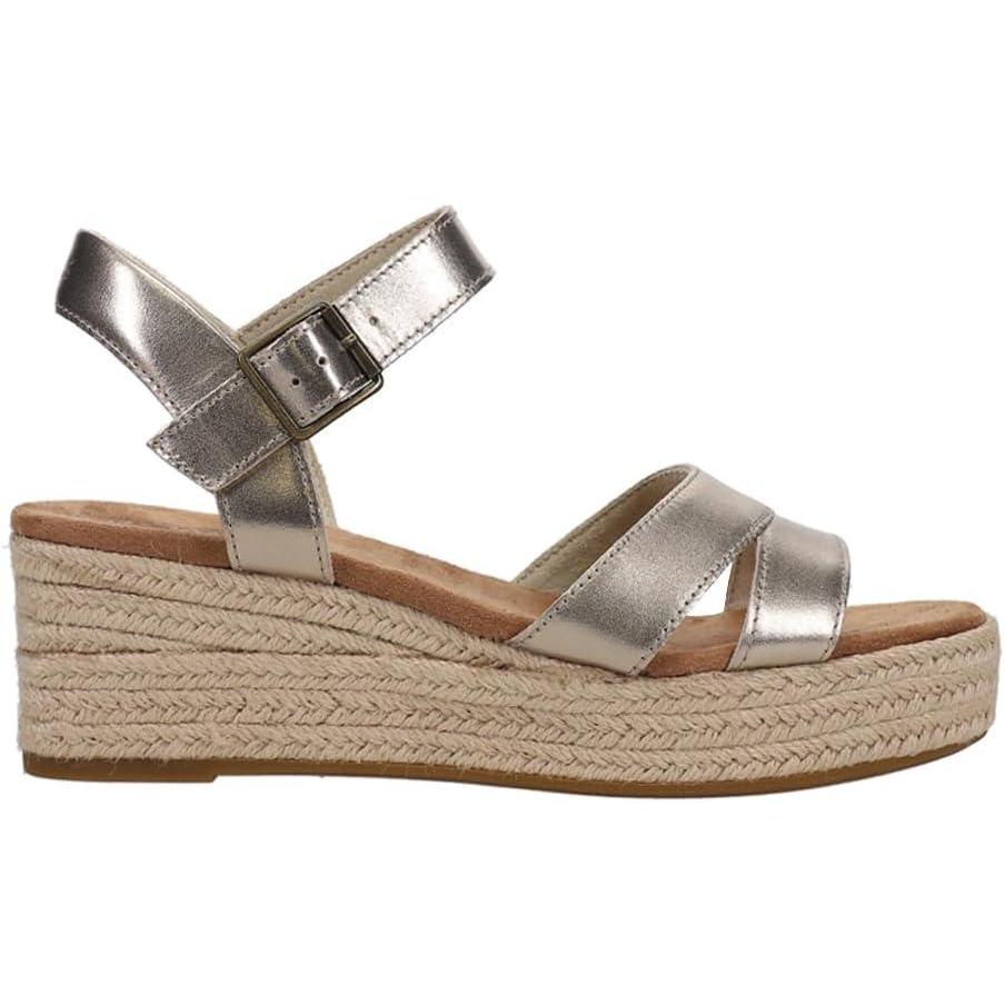 image:imageTOMS Womens Audrey Ankle Strap Platform Wedge SandalLight Gold